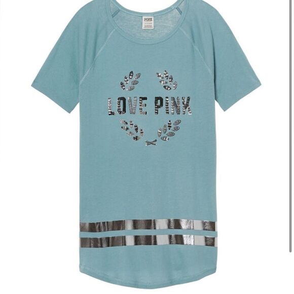 Victoria’s Secret Love Pink Sequin Tee Blue - Picture 6 of 6